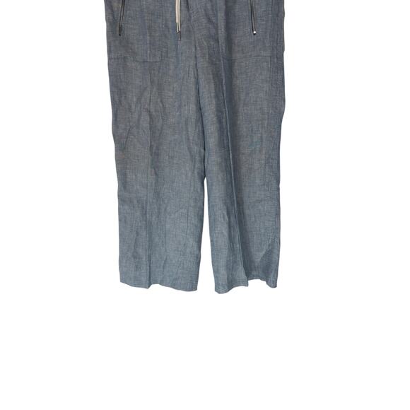 Athleta Blue Coastal Cabo Linen Wide Leg Pants Lagenlook Beachy Basic Size 4 - Picture 5 of 14